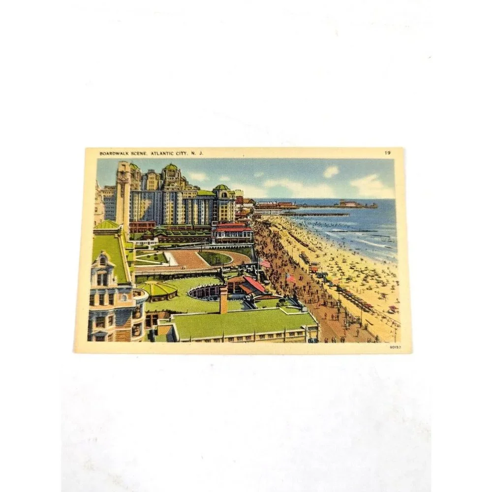 Vintage‎ Postcard Atlantic City New Jersey Boardwalk Scene Beach Unposted USA